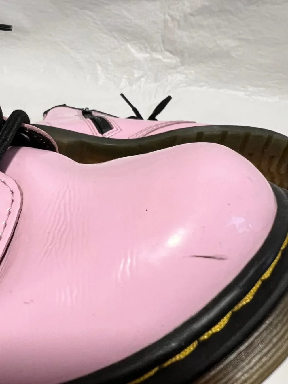 Dr Martens Boots 1460 J pastel pink patent leather youth size 5 combat zip up